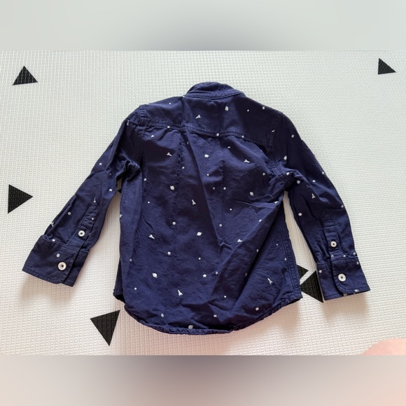 BODEN|toddler boy navy star print button down long sleeve shirt,novelty print••• - Picture 4 of 6
